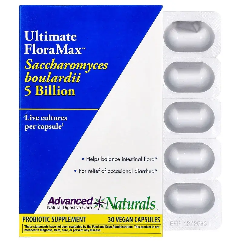 Advanced Naturals, Ultimate FloraMax™, Saccharomyces Boulardii, 5 Billion, 30 Vegan Capsules