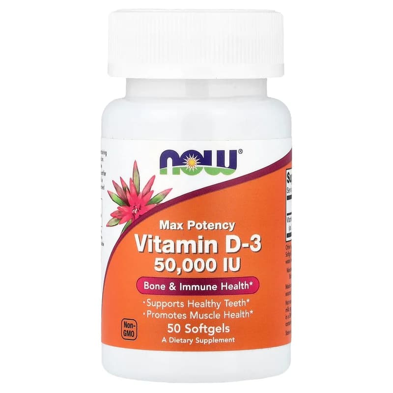 NOW Foods, Vitamin D-3, Max Potency, 50,000 IU, 50 Softgels