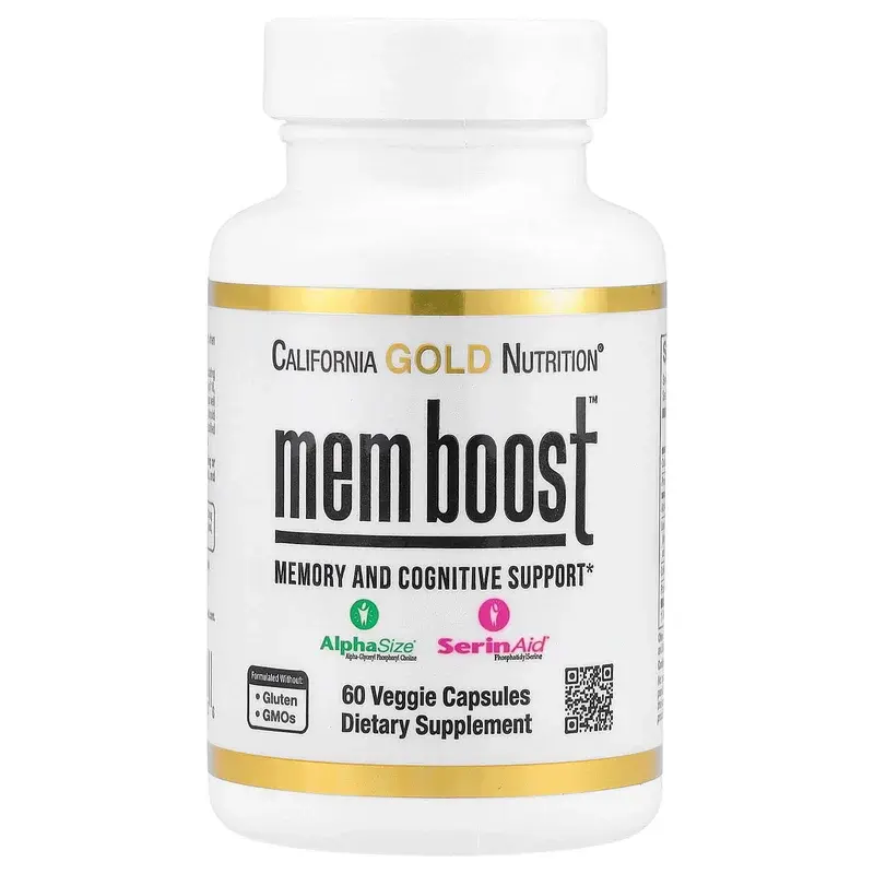 California Gold Nutrition, MEM Boost™, Memory & Cognitive Support with Alpha-GPC, Lion's Mane Extract, Coffee Fruit Extract and Phosphatidylserine, 60 Veggie Capsules