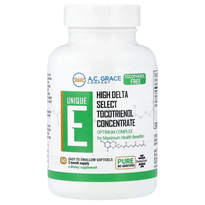 A.C. Grace Company, Unique E, Tocotrienol, 125 mg, 60 Easy To Swallow Softgels