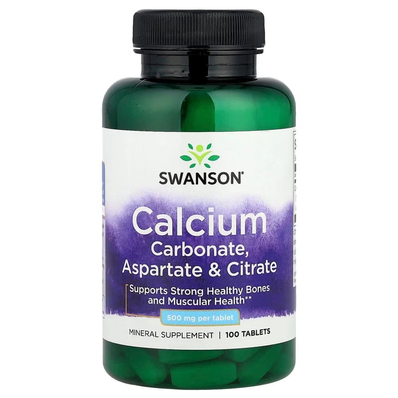 Swanson, Calcium Carbonate, Aspartate & Citrate, 500 mg, 100 Tablets