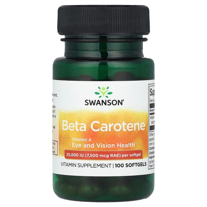 Swanson, Beta Carotene, 25,000 IU (7,500 mcg RAE), 100 Softgels