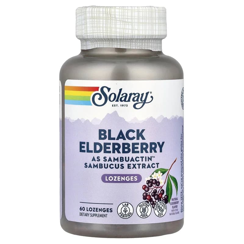 Solaray, Black Elderberry as Sambuactin™, Natural Elderberry , 60 Lozenges