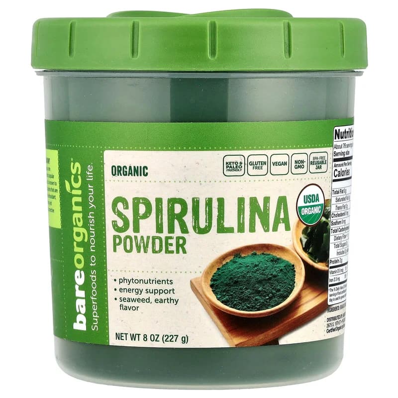 BareOrganics, Organic Spirulina Powder , 8 oz (227 g)