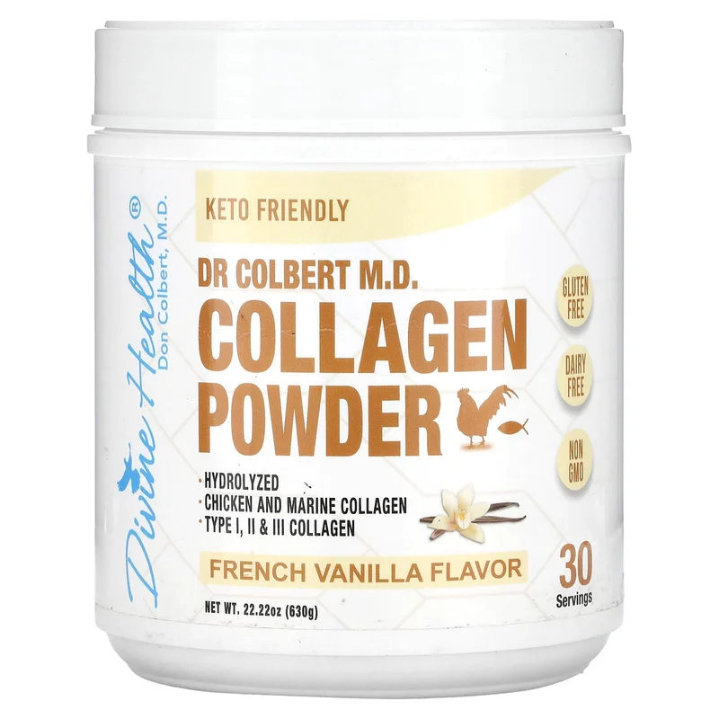Divine Health, Dr. Colbert M.D., Collagen Powder, French Vanilla, 22.22 oz (630 g)