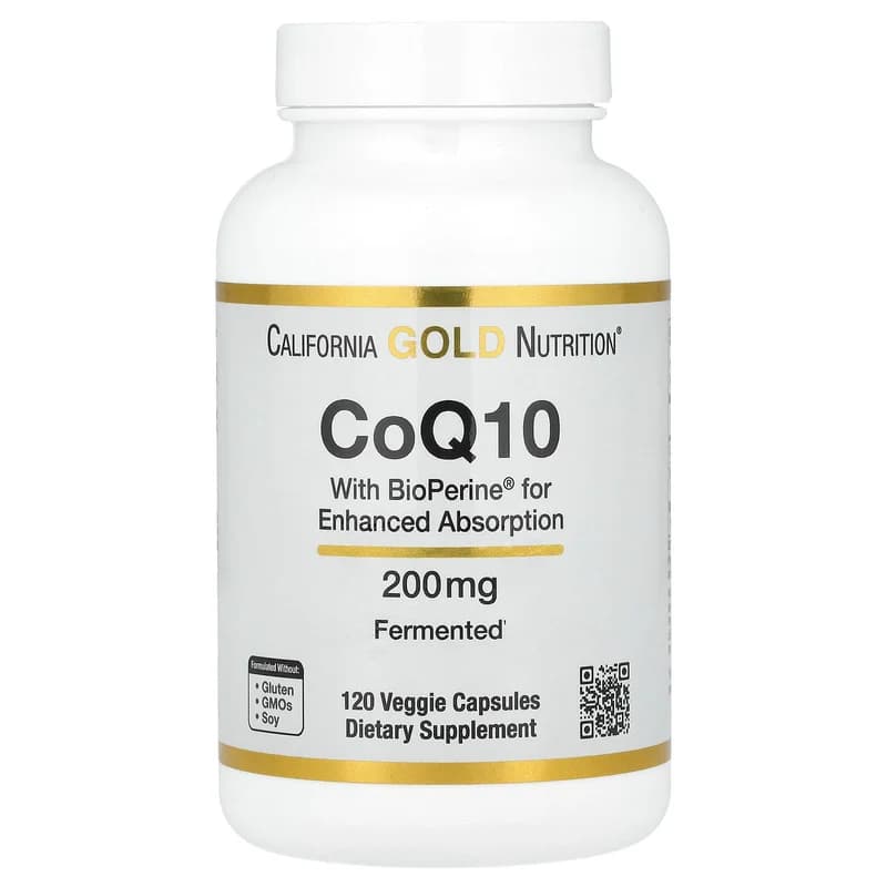 California Gold Nutrition, CoQ10 with Bioperine® and Black Pepper Extract, Enhanced Biovailability, 200 mg, 120 Veggie Capsules