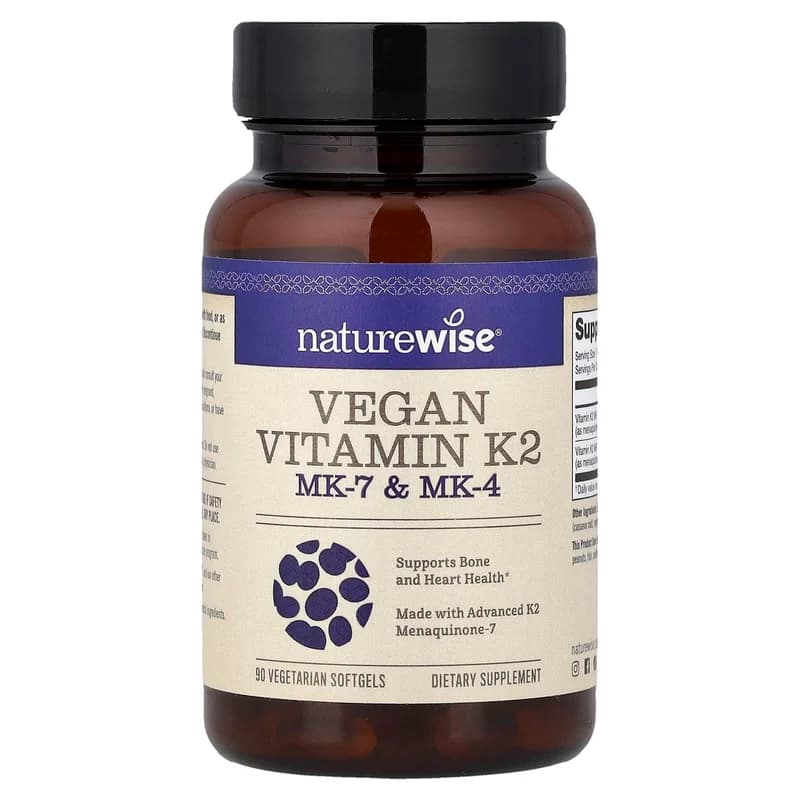 NatureWise, Vegan Vitamin K2, MK-7 & MK-4, 90 Vegetarian Softgels