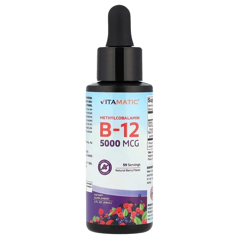 Vitamatic, Methylcobalamin B12, Natural Berry, 5,000 mcg, 2 fl oz (59 ml)
