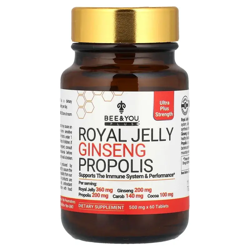 Bee & You, Royal Jelly Ginseng Propolis, 60 Tablets