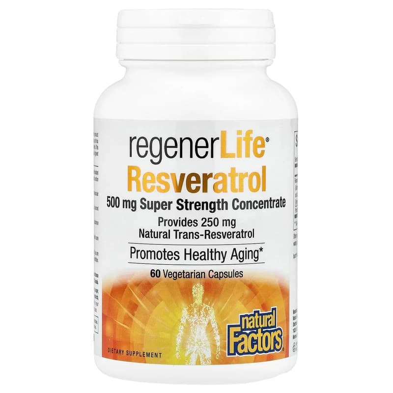 Natural Factors, RegenerLife® Resveratrol, 500 mg, 60 Vegetarian Capsules