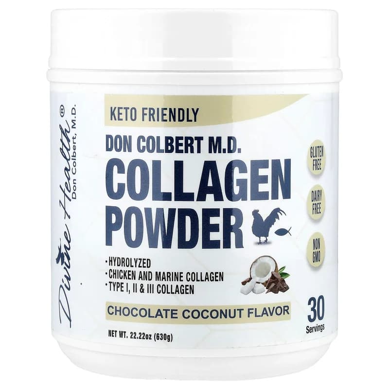Divine Health, Don Colbert M.D., Collagen Powder, Chocolate Coconut, 22.22 oz (630 g)