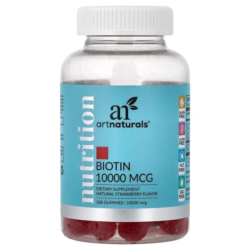artnaturals, Nutrition, Biotin Gummies, Natural Strawberry, 100 Gummies (5,000 mg per Gummy)