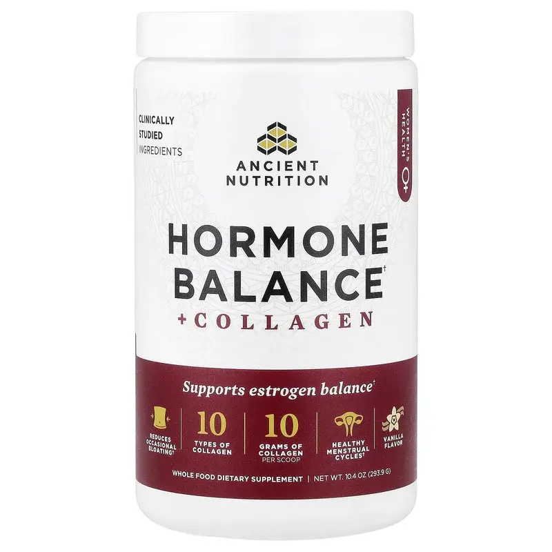 Ancient Nutrition, Hormone Balance + Collagen, Vanilla, 10.4 oz (293.9 g)
