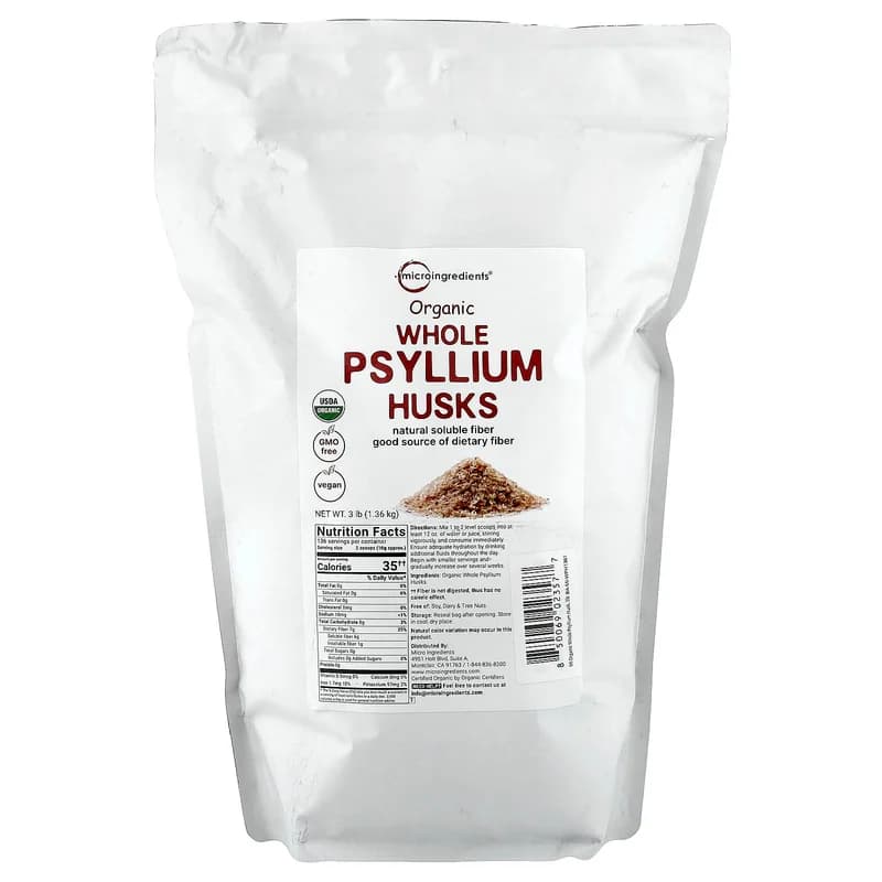 Micro Ingredients, Organic Whole Psyllium Husks, 3 lb (1.36 kg)