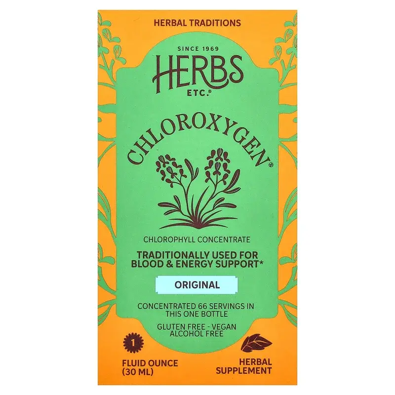 Herbs Etc., ChlorOxygen®, Chlorophyll Concentrate, Original, Alcohol Free, 1 fl oz (30 ml)