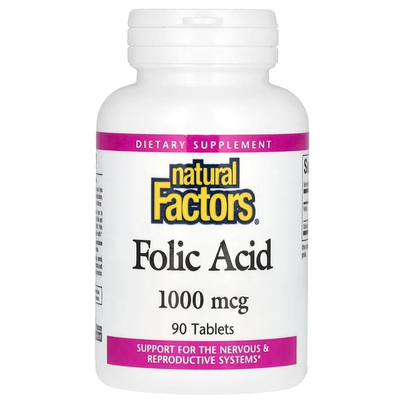 Natural Factors, Folic Acid, 1,000 mcg, 90 Tablets