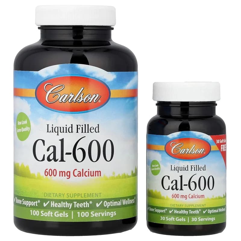 Carlson, Cal-600, Liquid Filled , 600 mg, 100 + 30 Softgels