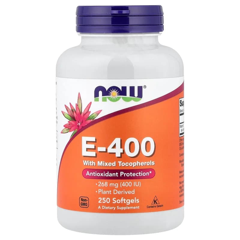 NOW Foods, E-400 with Mixed Tocopherols, 268 mg (400 IU), 250 Softgels
