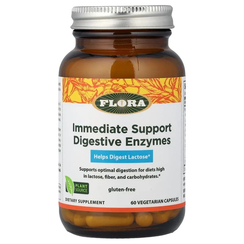 Flora, Immediate Support Digestive Enzymes , 60 Vegetarian Capsules