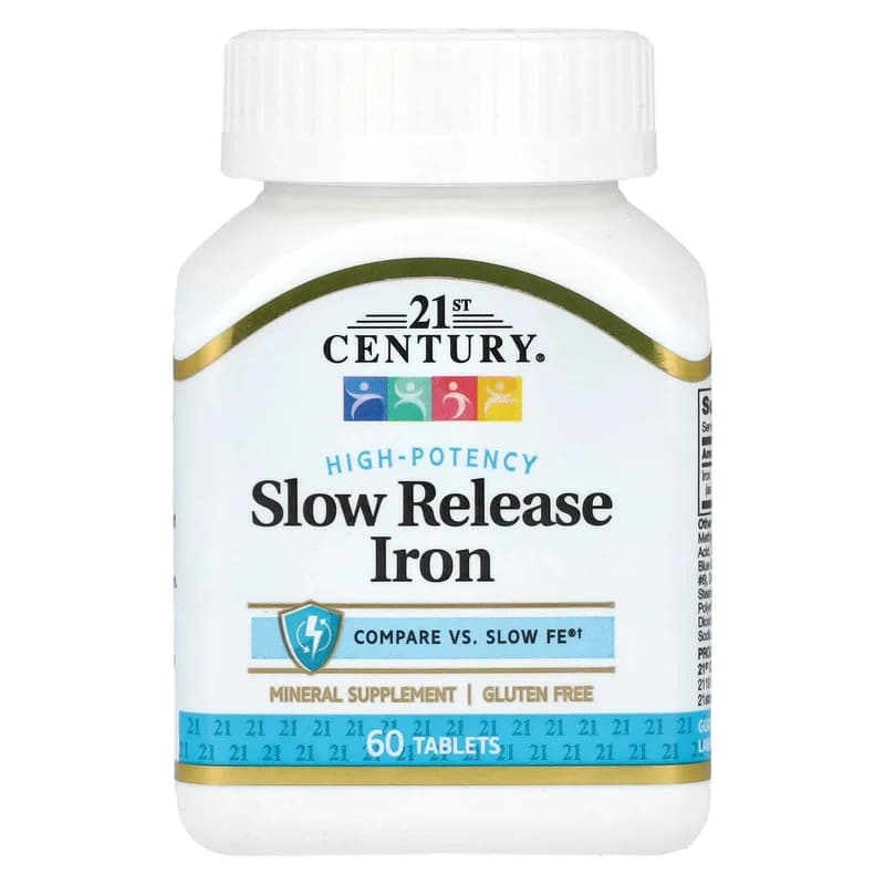 21st Century, Slow Release Iron, High Potency, 45 mg , 60 Tablets