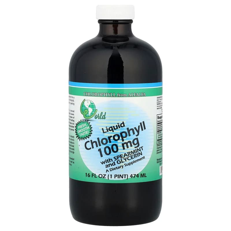 World Organic, Liquid Chlorophyll with Spearmint and Glycerin, 16 fl oz (474 ml)