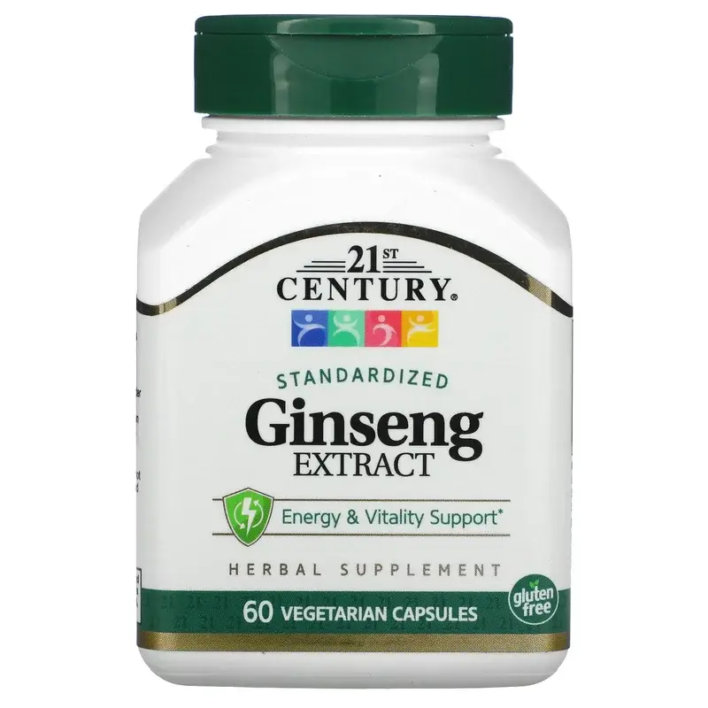 21st Century, Standardized Ginseng Extract, 60 Vegetarian Capsule (100 mg per Capsule)