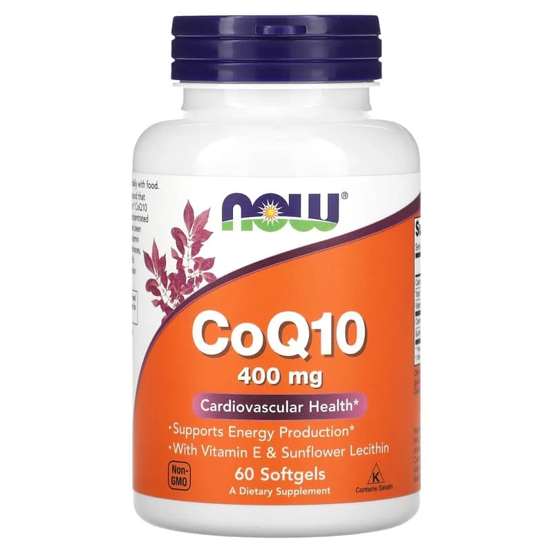 NOW Foods, CoQ10 With Vitamin E & Sunflower Lecithin, 60 Softgels