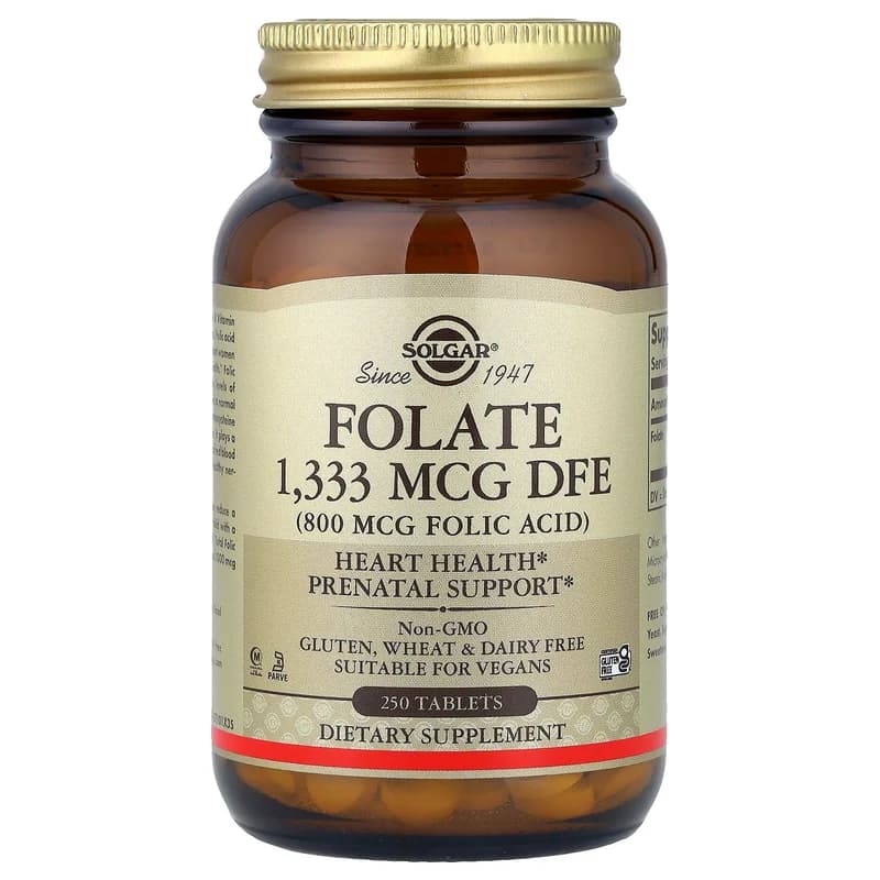 Solgar, Folate, 1,333 mcg DFE, 250 Tablets