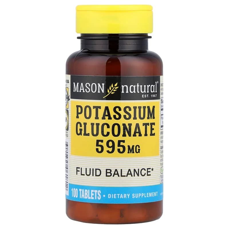 Mason Natural, Potassium Gluconate, 595 mg, 100 Tablets