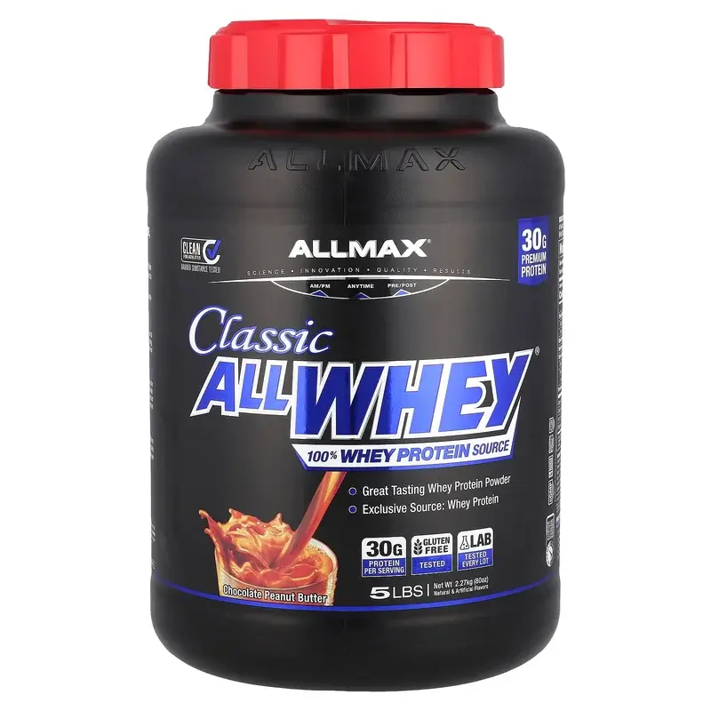 ALLMAX, CLASSIC ALLWHEY®, 100% Whey Protein Source, Chocolate Peanut Butter, 5 lbs (2.27 kg)