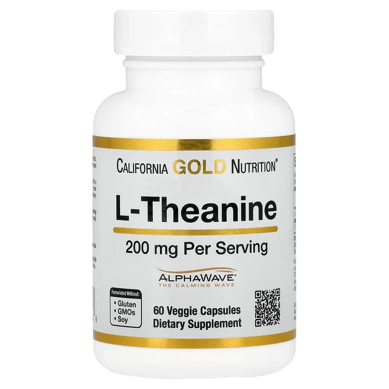 California Gold Nutrition, L-Theanine, Featuring AlphaWave®, 200 mg, 60 Veggie Capsules