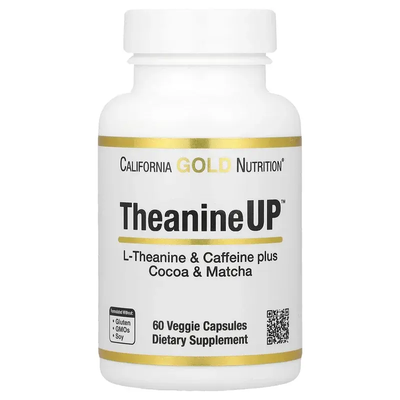 California Gold Nutrition, TheanineUP™, L-Theanine & Caffeine Plus Cocoa, and Matcha, 60 Veggie Capsules
