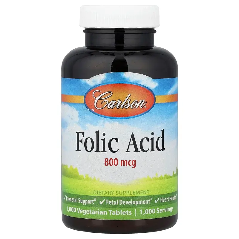 Carlson, Folic Acid, 800 mcg, 1,000 Vegetarian Tablets