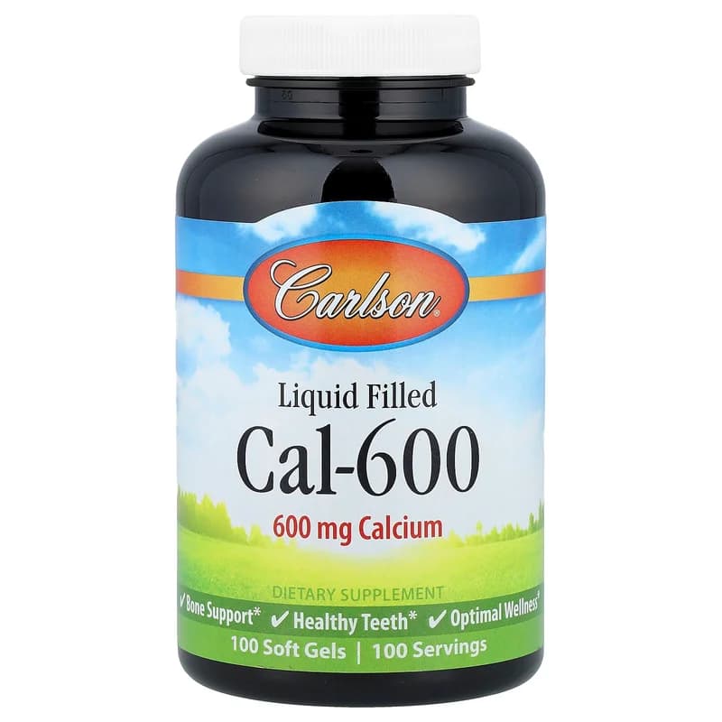 Carlson, Liquid Filled Cal-600, 600 mg, 100 Soft Gels