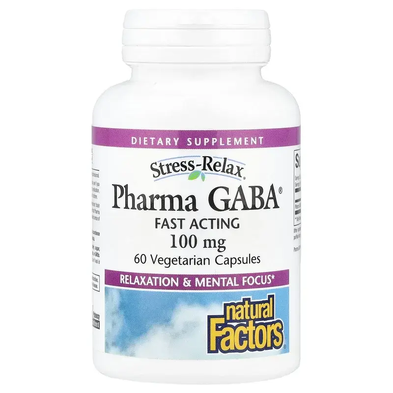 Natural Factors, Stress-Relax®, Pharma GABA®, 100 mg, 60 Vegetarian Capsules