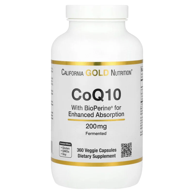 California Gold Nutrition, CoQ10 with Bioperine® Black Pepper Extract, 200 mg, 360 Veggie Capsules
