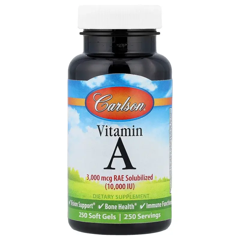 Carlson, Vitamin A, 3,000 mcg RAE (10,000 IU), 250 Soft Gels