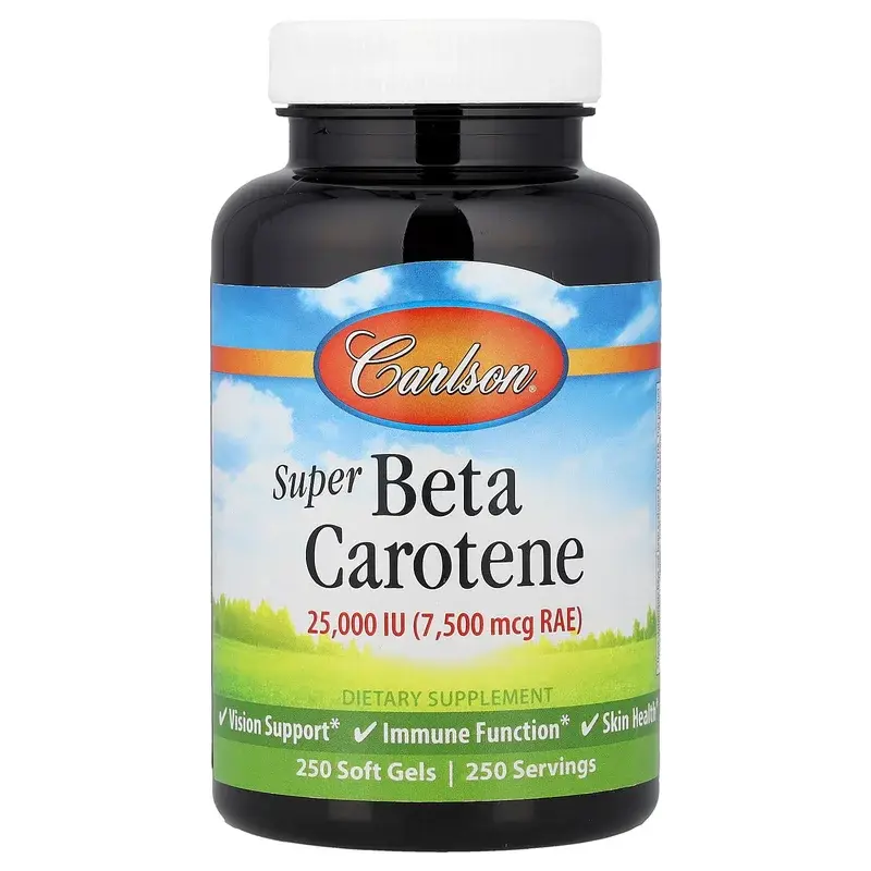 Carlson, Super Beta Carotene, 7,500 mcg RAE (25,000 IU), 250 Soft Gels