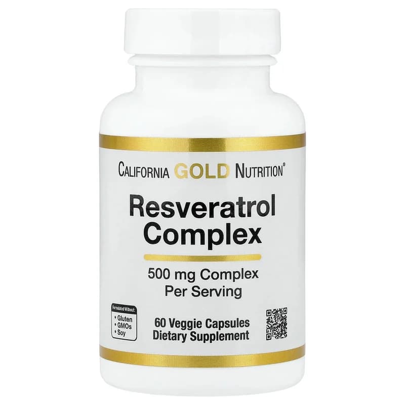 California Gold Nutrition, Resveratrol Complex with Grape Seed Extract, Red Wine Extract, and trans-Resveratrol, 60 Veggie Capsules