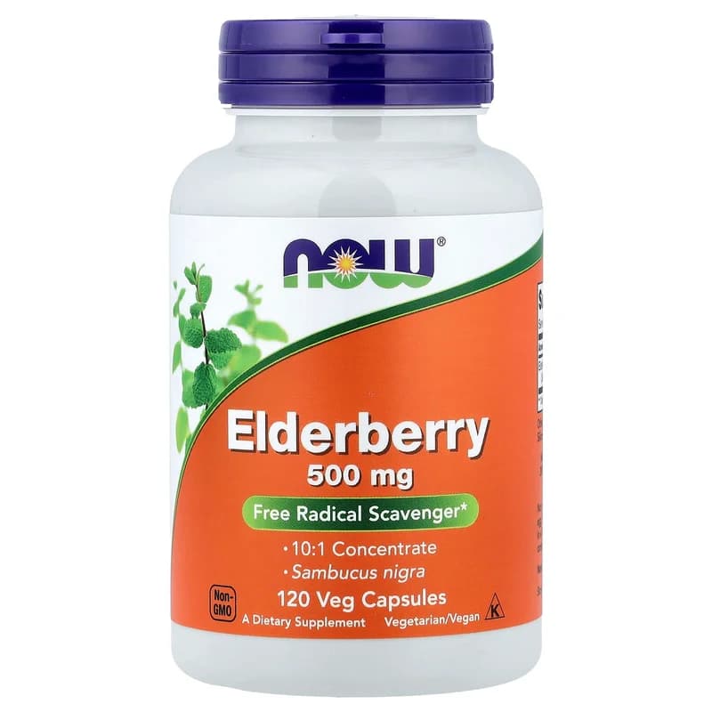 NOW Foods, Elderberry, 500 mg, 120 Veg Capsules